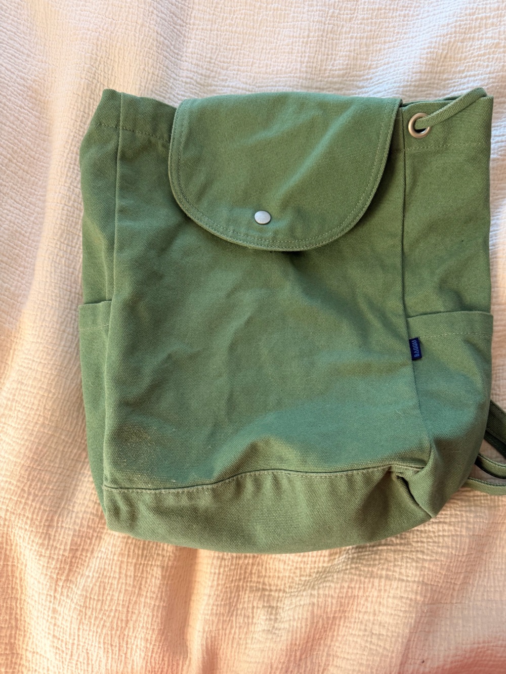 Green BAGGU Canvas Drawstring Backpack - Picture 6 of 8